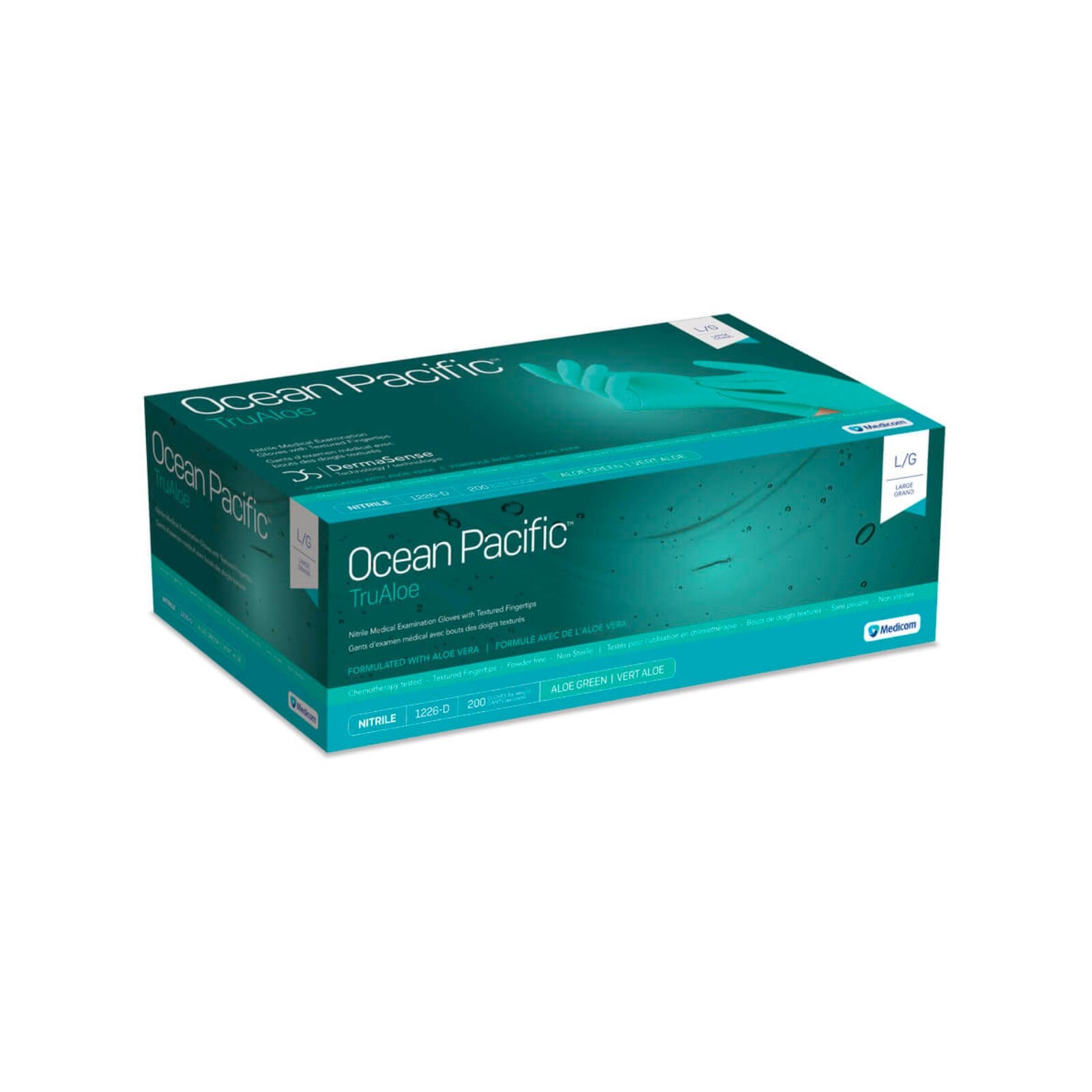 Ocean Pacific™ TruAloe Nitrile Exam Gloves, Powder Free, Textured, Chemo Rated, Extra Large, Aloe Green, 200/Box