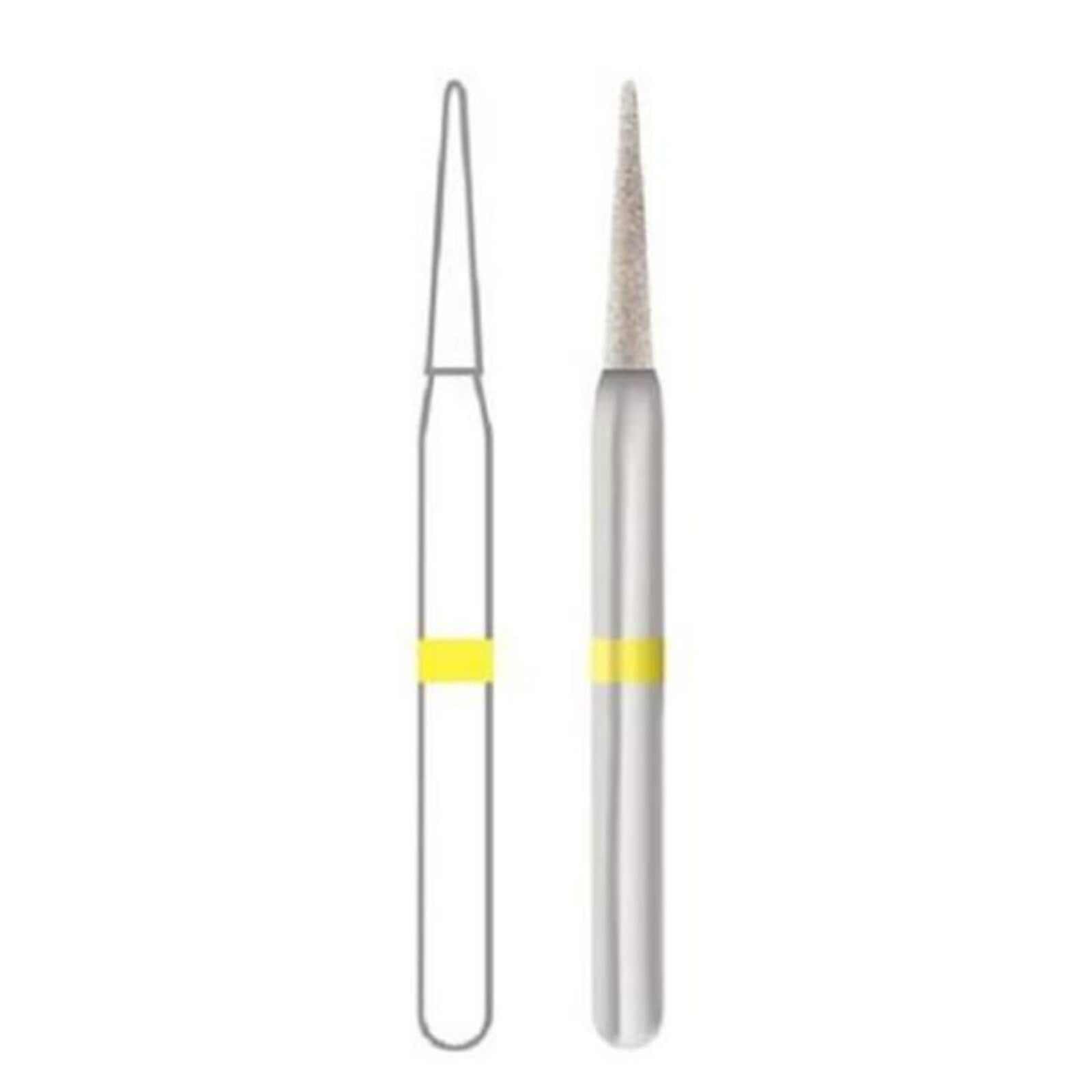 Midwest Once Single-Use Sterile Diamond Bur, #858-014SF, Needle Shape, Super Fine Grit, Friction Grip, 1.4 mm Diameter, 8.0 mm Length, 25/Pkg, 1858014SF