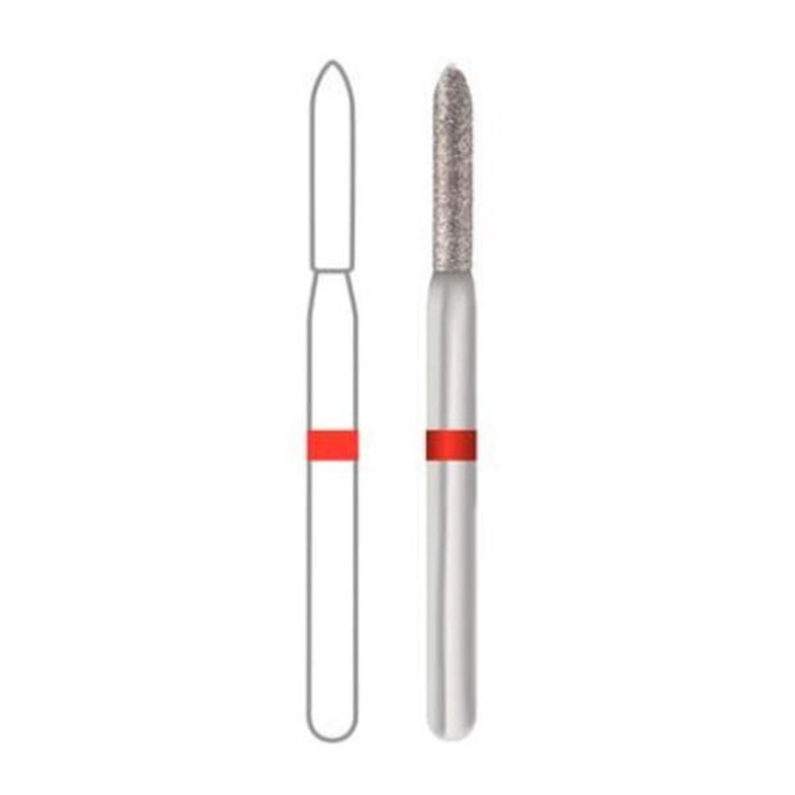 Midwest ONCE Sterile Diamond Bur 878-012F, Fine Grit, Beveled Cylinder, Friction Grip, 1.2 mm Diameter, 8.0 mm Length, 25/Pk, 1878012F
