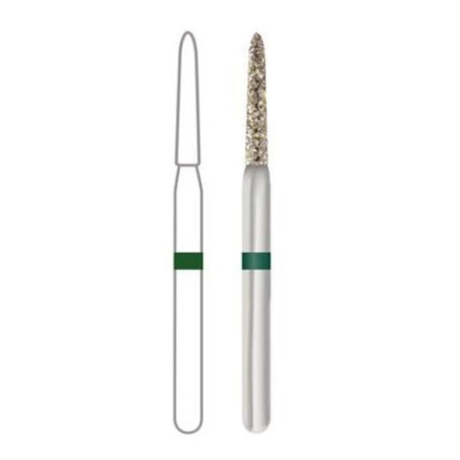 Midwest ONCE Sterile Diamond Bur 879K-012C, Coarse, Taper Modified Bevel, Friction Grip, 1.2mm Diameter, 9.5mm Length, 25/Pk, 1879K012C