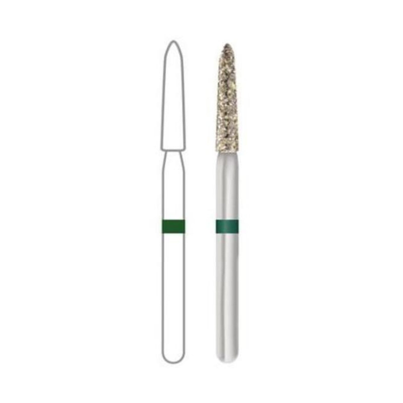 Midwest Once Single Use Diamond Bur, FG, Coarse, Cone, Taper Modified Bevel End, #879K-014, 1.4 mm Diameter, 10.0 mm Length, 25/Pkg, 1879K014C
