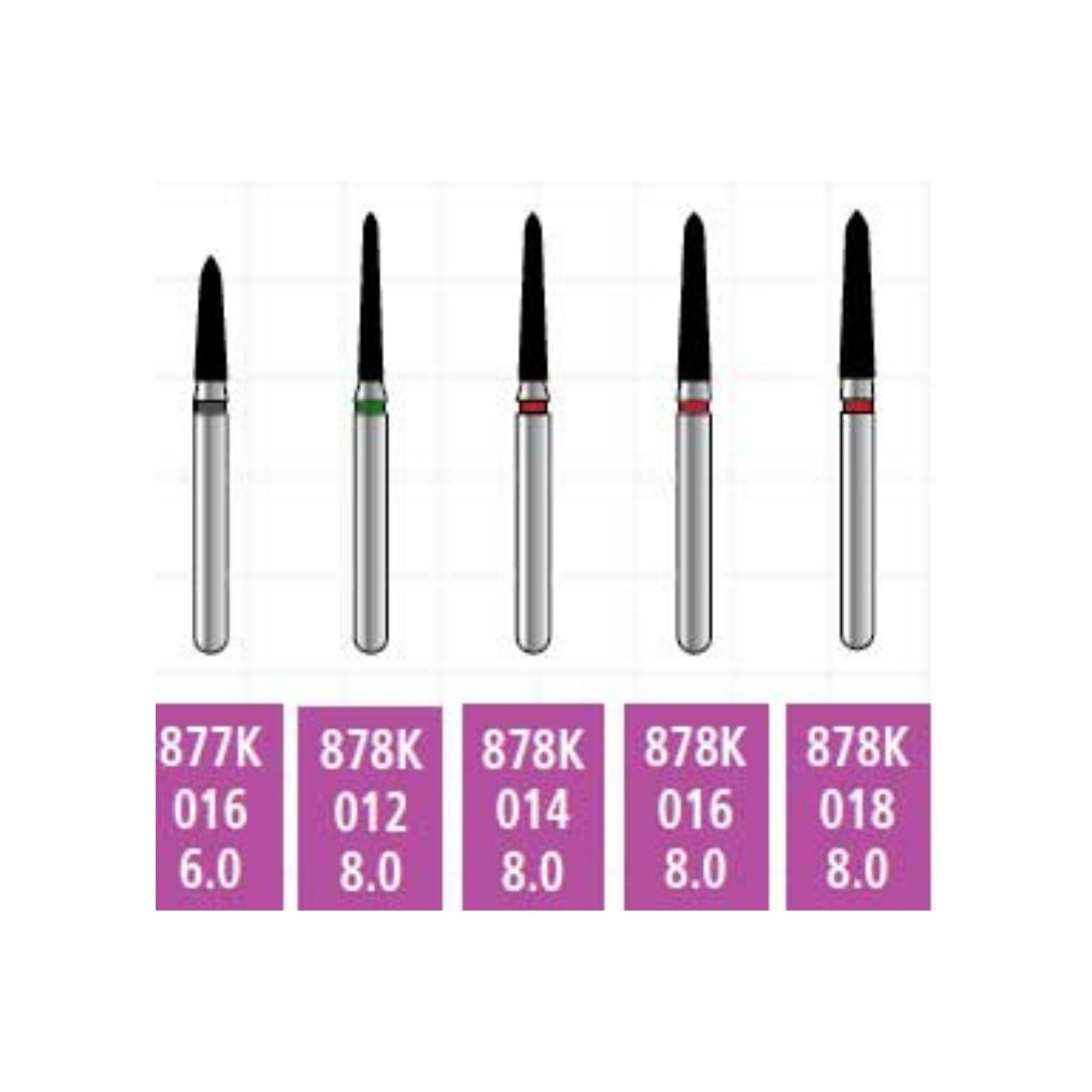 Alpen X1 Single-Use Diamond Bur, FG, Coarse, Modified Beveled Cylinder, #878-014, 1.4mm Diameter, 8.0mm Length, 25/Pk, X878C014
