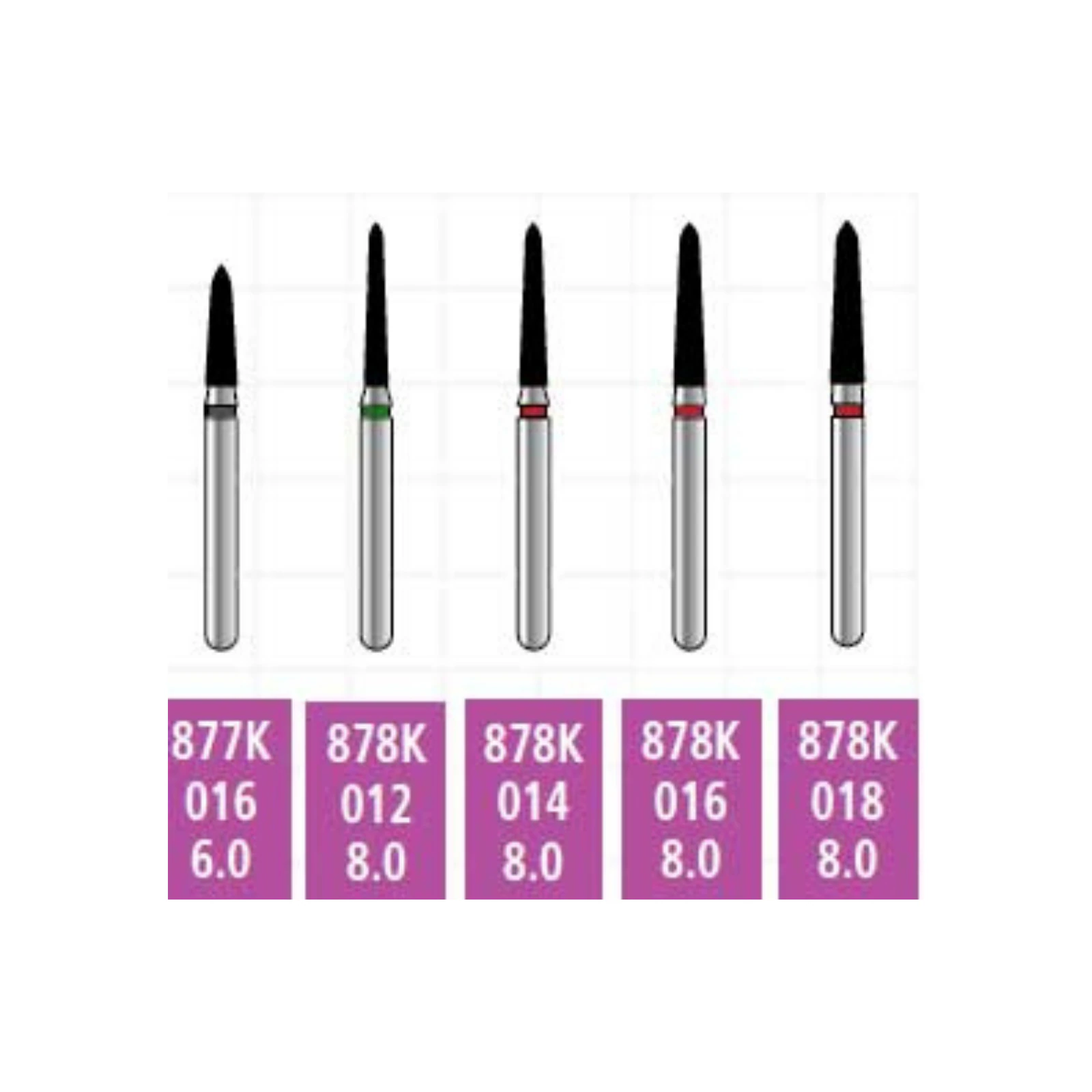 Alpen x1 Single-Use Diamond Bur FG #878/012 Fine, Modified Beveled Cylinder, 1.2 mm Diameter, 8.0 mm Length, 25/Pk, X878F012