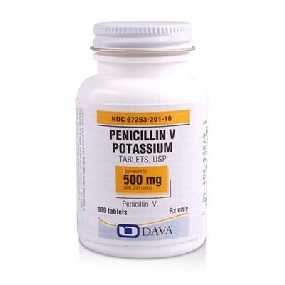 Rising Pharmaceuticals Penicillin V Potassium USP, 500mg, Bottle of 100 Tablets