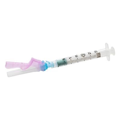 BD Eclipse Hypodermic Needle, 25G x 1", Blue Safety, 100/Box, 305761