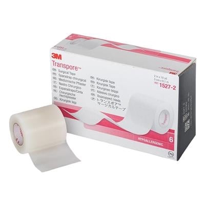 3M Transpore Surgical Tape, 2" x 10 yds, Transparent, Non-Sterile, 6/Box, 1527-2
