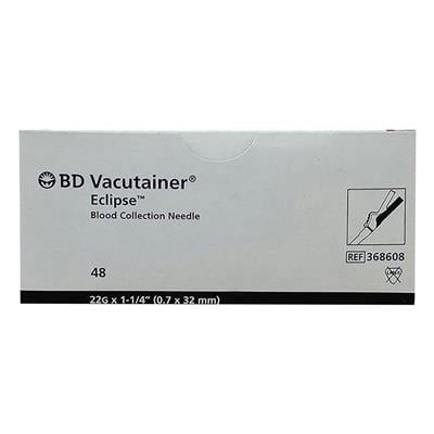 BD Vacutainer Eclipse Blood Collection Needle, 21G x 1-1/4", Pre-Attached Holder, Green Shield, 100/Case