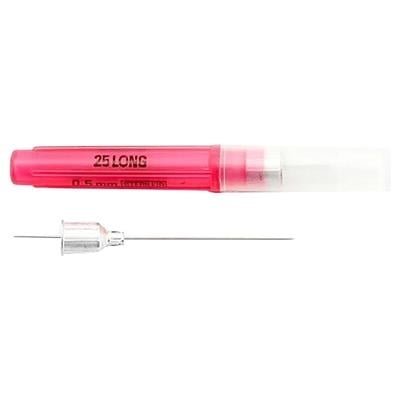 Monoject Needle 25 Gauge Short (26mm) Metal Hub, Red, 100/Box, #401, 8881401049