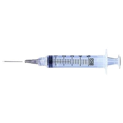 BD Luer-Lok Syringe/Needle Combo, 5 mL, 21 Gauge x 1.5", 100/Box, 309633