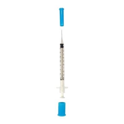 Exel Tuberculin Syringe 1cc with 27G x 1/2" Needle, Luer Slip, Sterile, 100/Box, 26040
