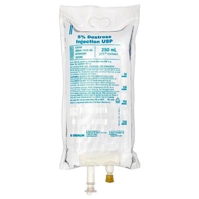 B. Braun 5% Dextrose Injection USP, 250 mL IV Bag, Sterile, Nonpyrogenic, L5102