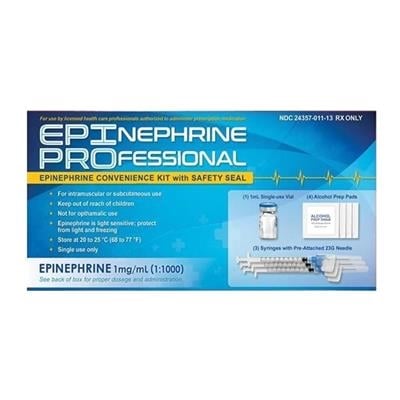 EpiPro Convenience Kit SDV 1mg/mL 1:1000, Epinephrine Injection Kit with Safety Seal, 1 Kit