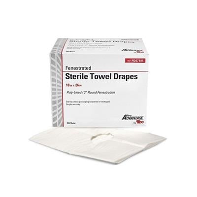 ProAdvantage Sterile Fenestrated Towel Drape, 18" x 26", Latex-Free, 50/Box, N207105