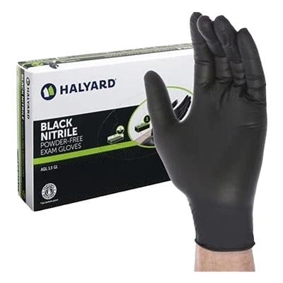Protective Black Nitrile Powder-Free Examination Gloves, Small, 100/Box, 49440