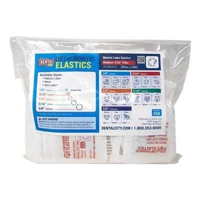 Dental City Natural Latex Elastics, Chipmunk, 1/8" (3.2mm), Light Force (2.5oz), 10000/Pack