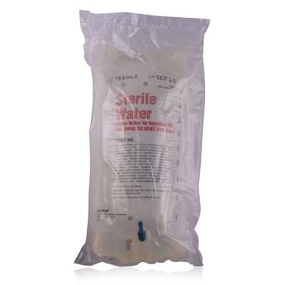 B. Braun Sterile Water for Injection USP, 1000 mL Excel Plastic Bag, PVC-Free, DEHP-Free, L8500