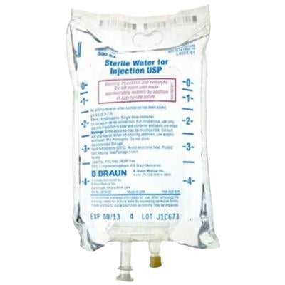 B. Braun Sterile Water for Injection USP, 500 mL Flexible Plastic Bag, L8501