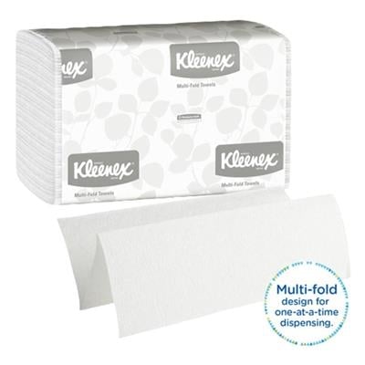Kleenex Multifold Paper Towels, 1-Ply, 9.2" x 9.4", White, 150/Pack, 16 Packs/Case, 2400/Case, 01890