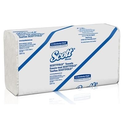 Kimberly-Clark Scott ScottFold M Towels, 8.1" x 12.4", White, 175/Pk, 25 Pk/Cs, 4375/Cs, 01960