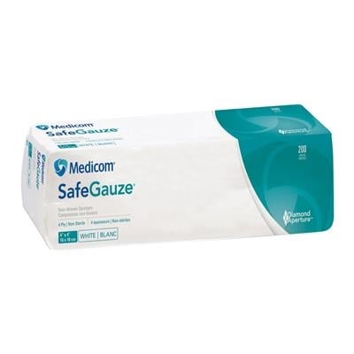 Medicom SafeGauze Premium Non-Woven Sponges, 4" x 4", 4-Ply, Non-Sterile, 2000/Case, 4544