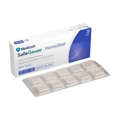 SafeGauze HemoStat Topical Hemostatic Dressing, 0.75" x 0.75", 4-Ply, 20/Box, 4900-STAT