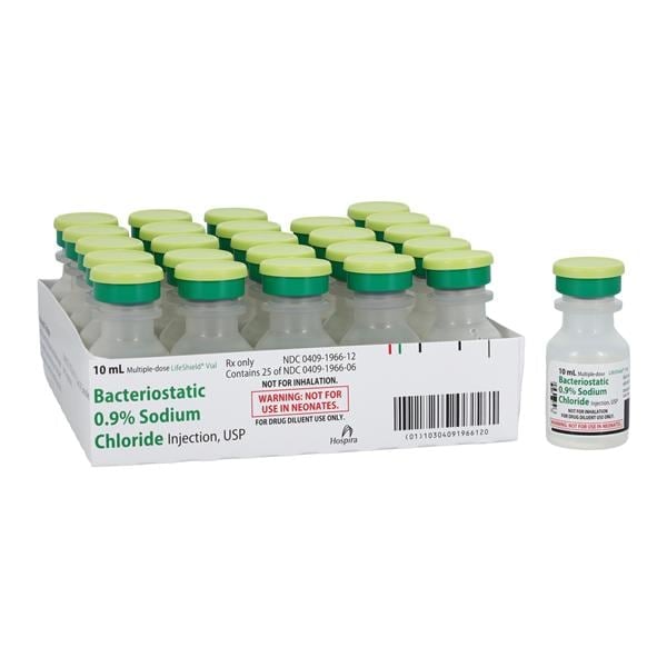 Sodium Chloride Bacteriostatic Injection 0.9% LF MDV 10mL 25/Box, Pfizer