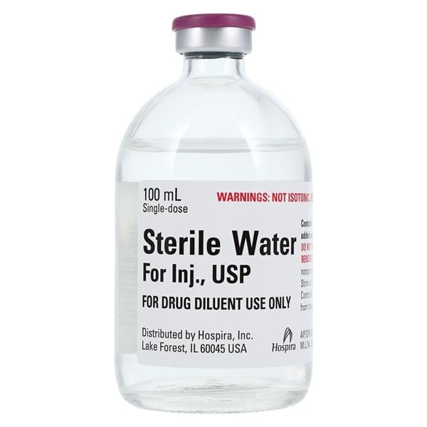 Water for Injection, Preservative Free, Single Dose Vial, 100mL, 25/Package