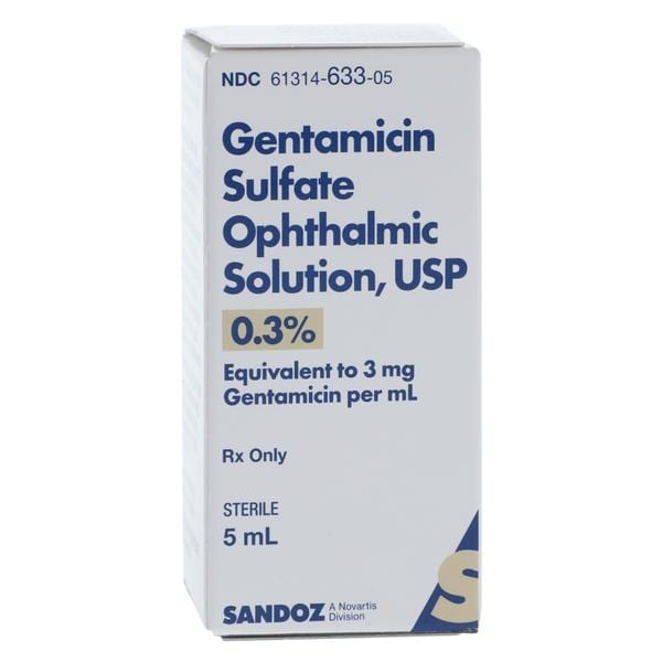 Gentamicin Sulfate Ophthalmic Solution 0.3%, 5mL Bottle, Sandoz, 01KEZKNSF1CZB7HTC1XMPBGH54