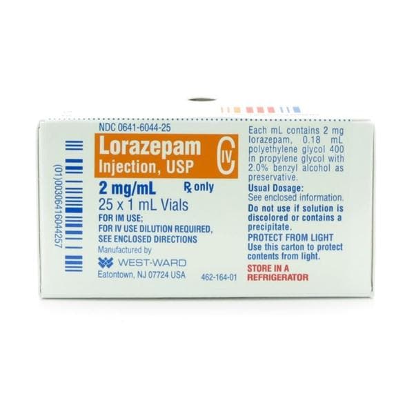 Lorazepam Injection 2mg/mL SDV 1mL 25/Package, 01KEZKNNVVH5N2J2FCTV426N24