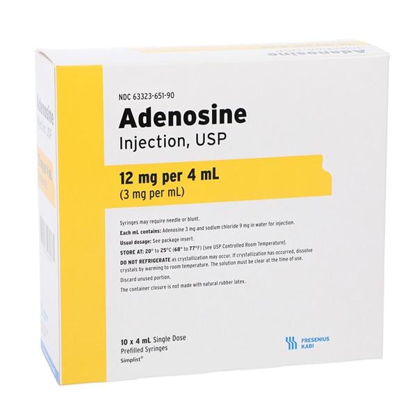 Adenosine Injection 3mg/mL Prefilled Syringe 4mL 10/Box, 01KEZKNNFXAY0XF64CC4448G0V