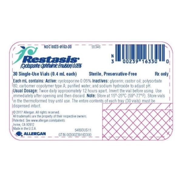 Restasis Ophthalmic Emulsion Vial 0.4mL 30/Package, 01KEZKNNCZCG11RD29TGWB4CJG