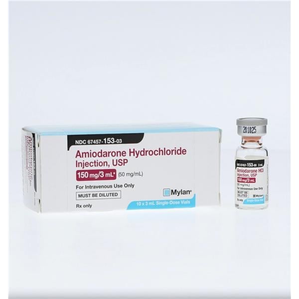 Amiodarone HCl Injection 50mg/mL SDV 3mL 10/Package, Mylan Pharmaceuticals