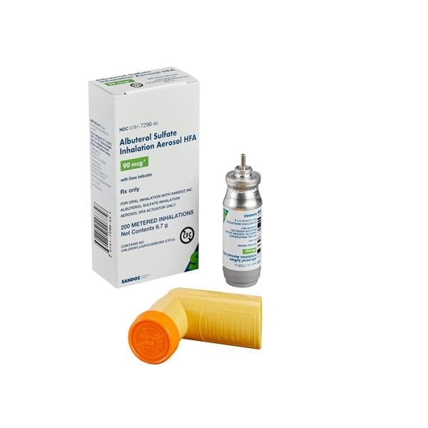 Albuterol Sulfate HFA Inhalation Aerosol 90mcg Inhaler 6.7gm Each, 200 Doses, Sandoz (01KEZKNHNWNC0J6BAA68HSX8BD)