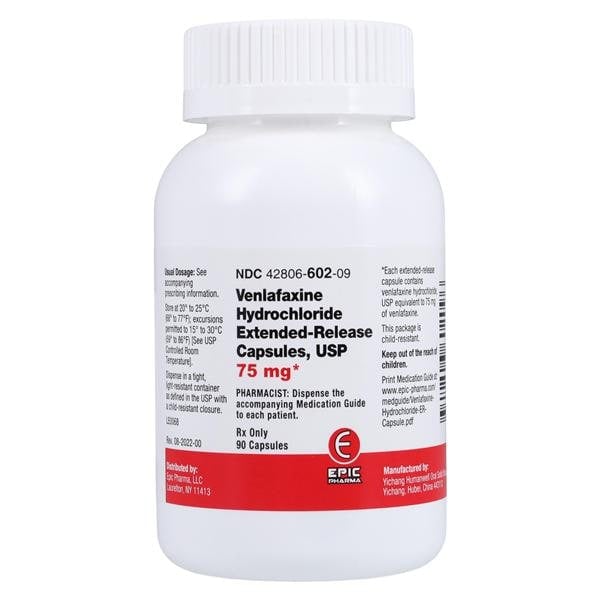 Venlafaxine HCl Extended-Release Capsules 75mg, 90 Capsules/Bottle, Epic Pharma, 01KEZKNNEPB4AFP2388TKB3SF6