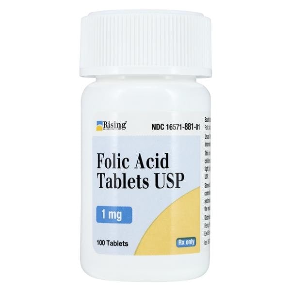 Folic Acid Tablets 1mg, 100/Bottle, Rising Pharmaceuticals, 01KEZKNPTKVZB5N3TX6KH10ZF4