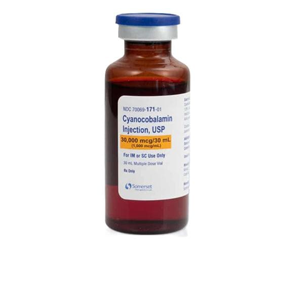 Cyanocobalamin B-12 Injection 1000mcg/mL, MDV, 30mL, 10/Package