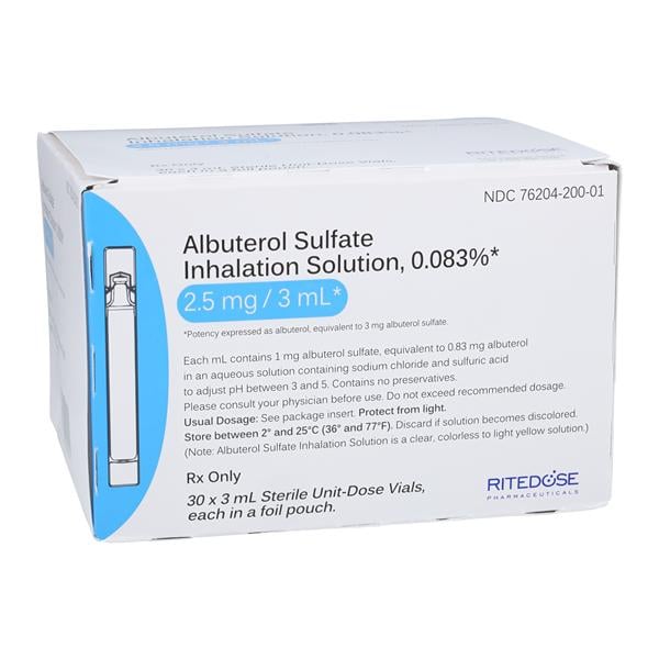 Albuterol Sulfate Inhalation Solution 0.083% Individually Wrapped 3mL 30/Package, 01KEZKNSJW8Q5Z86QW58FJ8909