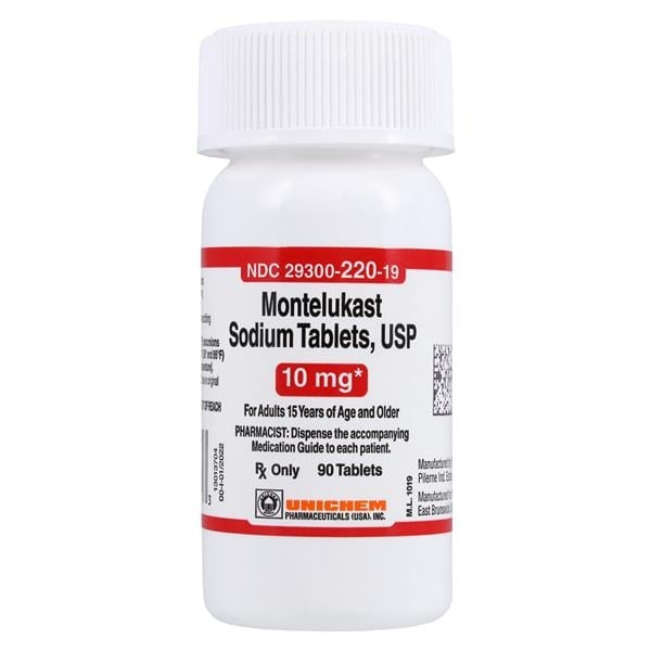 Montelukast Sodium Tablets 10mg, 90 Tablets/Bottle, Unichem Pharmaceuticals, 01KEZKNP8A81KX0Y4AVG2RC5MN