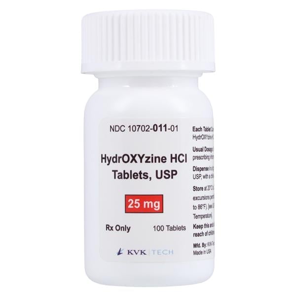 Hydroxyzine HCl Tablets 25mg, 100 Tablets/Bottle, 01KEZKNNGN0KQGE5T6WBX389A0