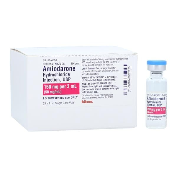 Amiodarone HCl Injection 50mg/mL SDV 3mL 25/Package, Hikma Pharmaceuticals