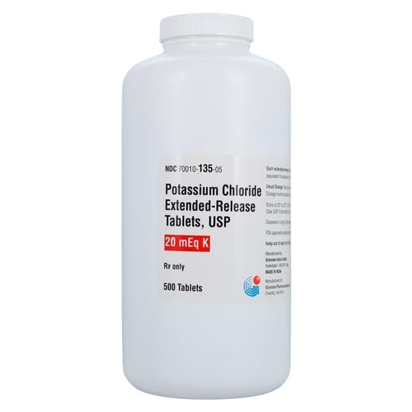 Potassium Chloride Extended-Release Tablets 20mEq, 500/Bottle, 01KEZKNHWDDWDJK93PQGH1JV55
