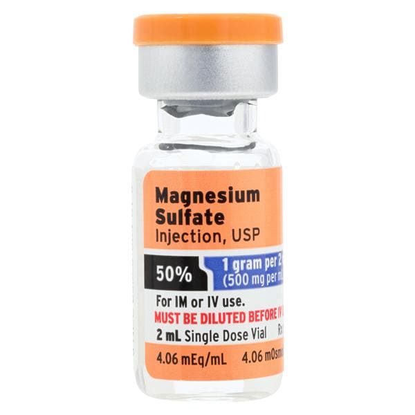 Magnesium Sulfate Injection 50%, 1gm/2mL SDV, Single Dose Vial, 2/Box
