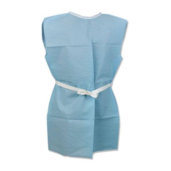 Tidi Disposable Exam Gown, 3-Ply Tissue, Blue, Medium/Large, 30" x 42", Short Sleeves, Poly Waist Ties, Latex-Free, 50/Case, 01KEZKNMA2VXJ12X239TC9ZSGR