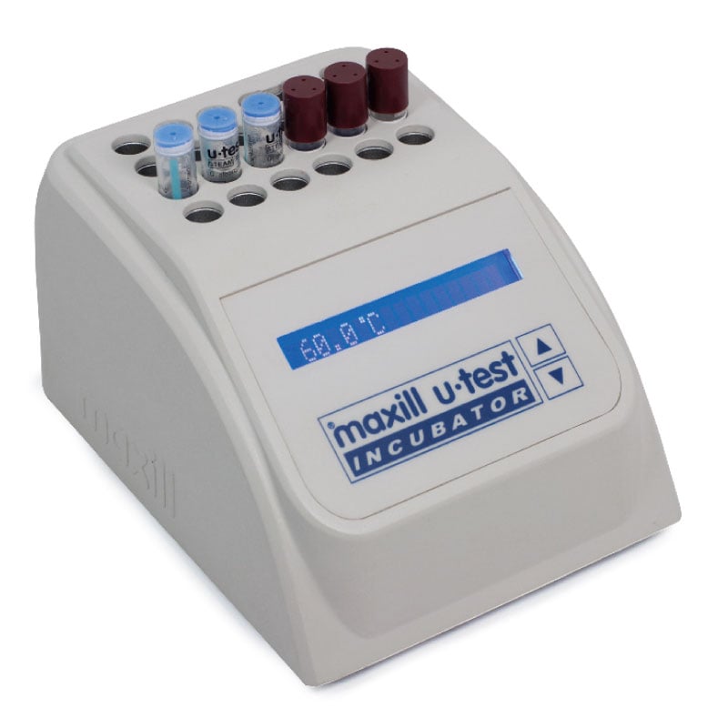 maxill u-test Biological Incubator, Preset 60°C, 22 Incubation Wells, Digital Thermometer & Ampoule Crusher, 1/Ea