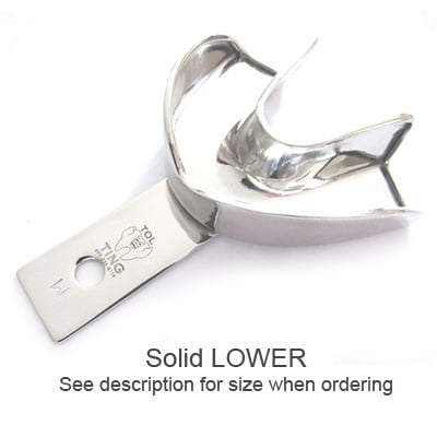 3B Orthodontics TOL Medium Lower Arch Solid Stainless Steel Impression Tray