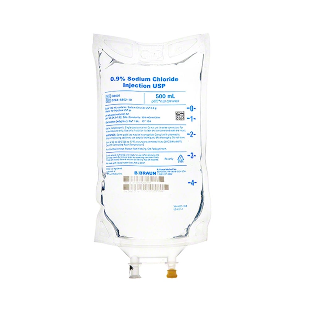 B. Braun Sodium Chloride Injection, 0.9%, 500ml, Sterile, Nonpyrogenic