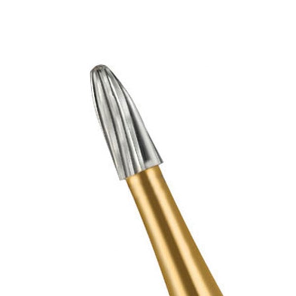Cargus FG #7404 Egg Shaped 12 Blade Trimming and Finishing Carbide Bur, 10/Pk