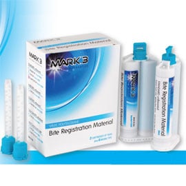 MARK3 Bite Registration Material, Mint, Super Fast Set, 2 x 50 ml Cartridges with 6 Mixing Tips