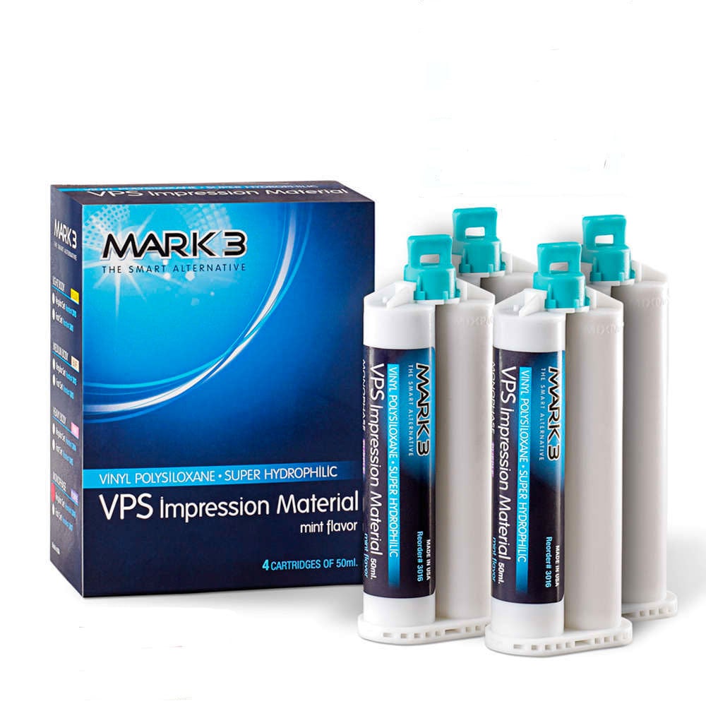 MARK3 VPS Impression Material, Light Body, Regular Set, 50ml Cartridges, 4/Pk