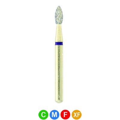 DentalRee FG #368.016 Coarse Grit, Gold Plated Multi-Use Diamond Bur, Pointed Football Shape, 5/Pk